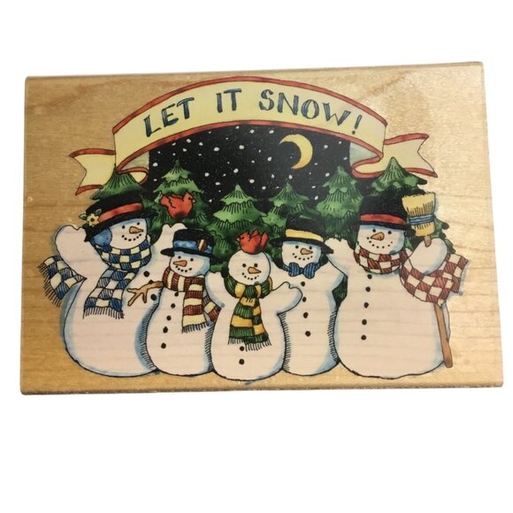 Penny Black Inc.Let It Snow Snowman Family Rubber Stamp By Susan Winget 1999 - Picture 1 of 4